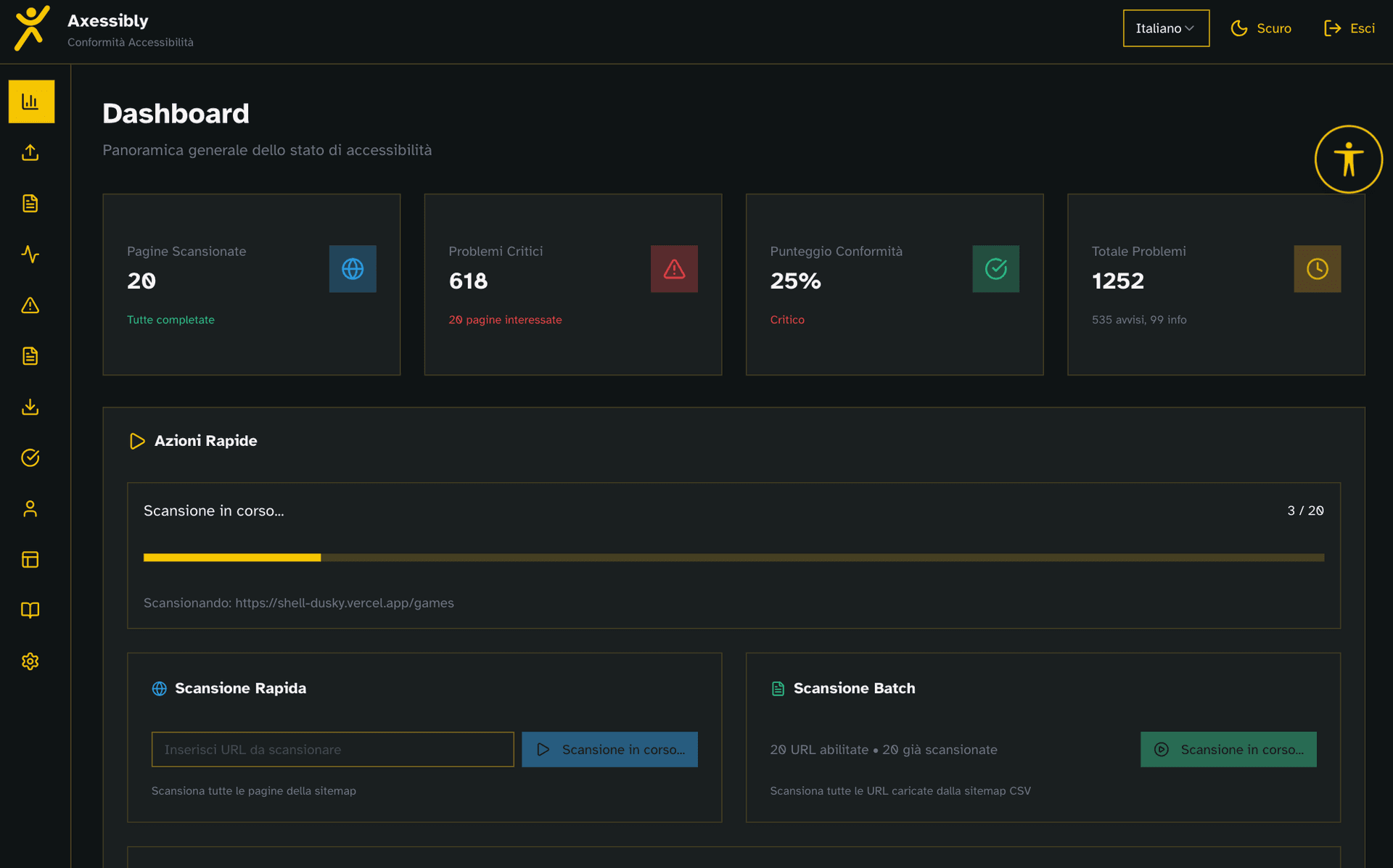 Axessibly dashboard preview