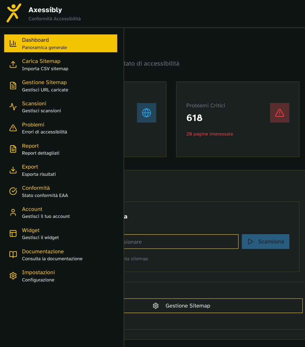 Axessibly dashboard preview